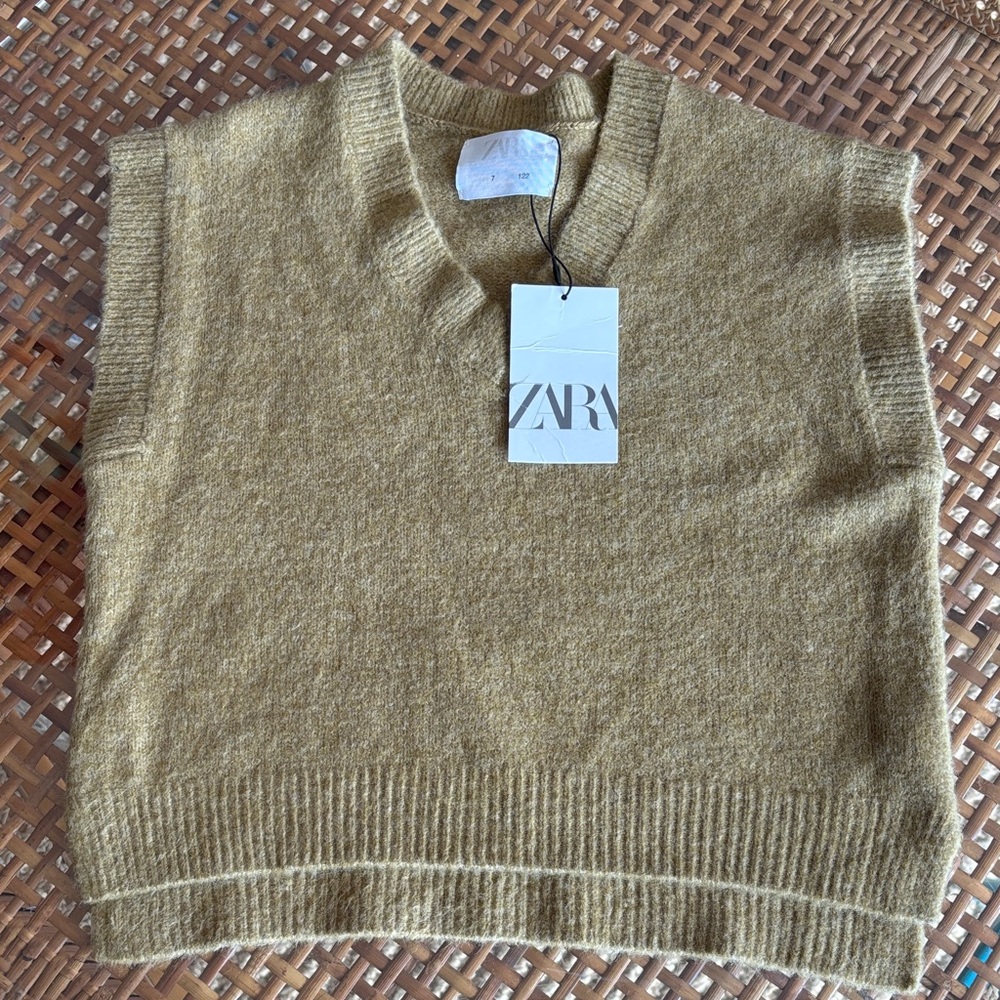 Zara Girls Soft Camel Sweater Vest 7